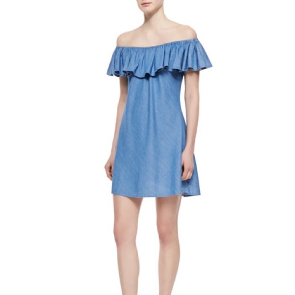 [Alexa Chung] Off Shoulder Denim Dress